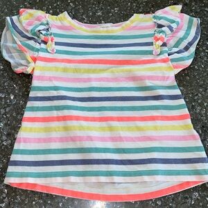CrewCuts Striped T Shirt with Ruffle Sleeves. Size 2.